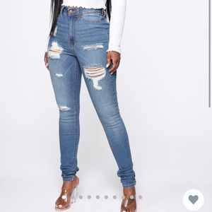 fashion nova blue ripped jeans